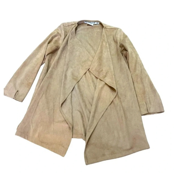 Gretchen Scott size XS faux suede sweater camel tan color cardigan like new - Picture 3 of 7